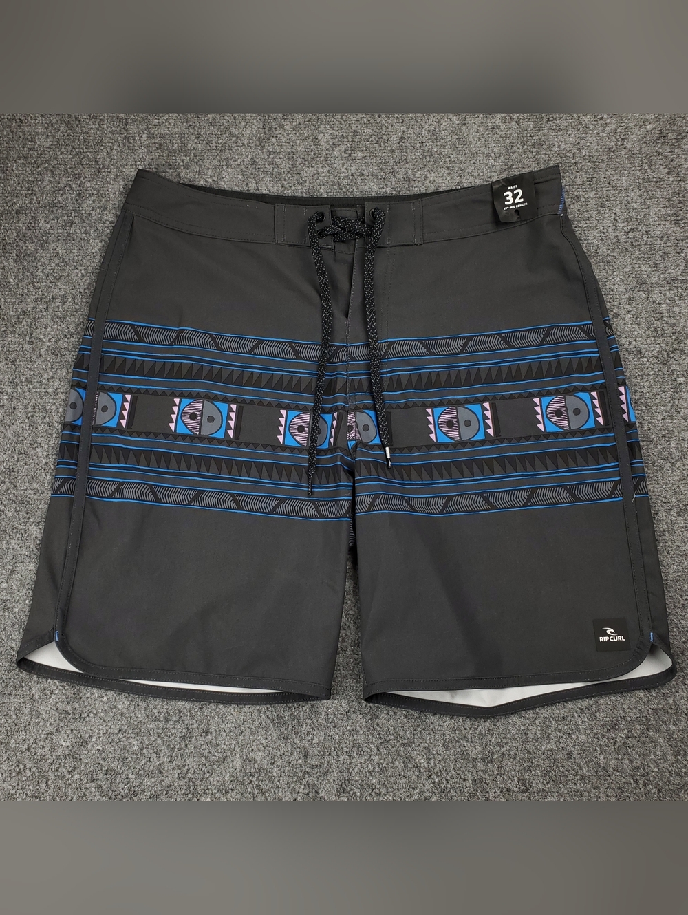 Rip Curl Mirage Board Shorts Mens 32 Unlined Swim Trunks Tribal Geometric Gray